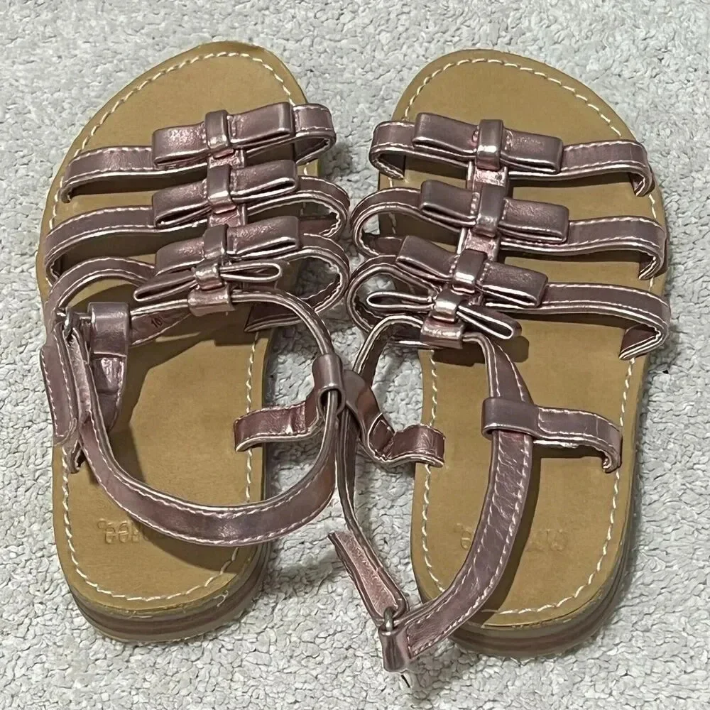 Gymboree & Fashion Kids Girls Pink Gladiator Sandals 10 & White Toddler Lot Of 2